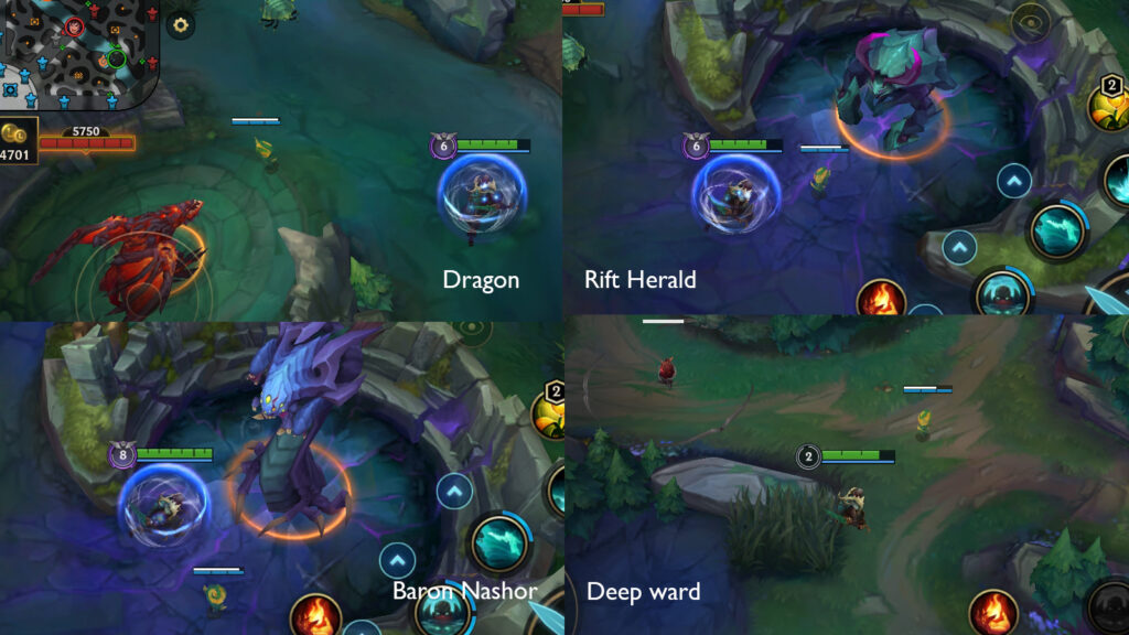 wards position on Wild Rift map 