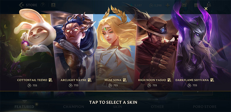 WR Skin selection